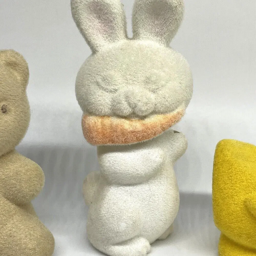 Flocked Fuzzy Bunny Chick Bear Avon Cologne Bottle Vintage 70s LOT of 3 Empty‎
